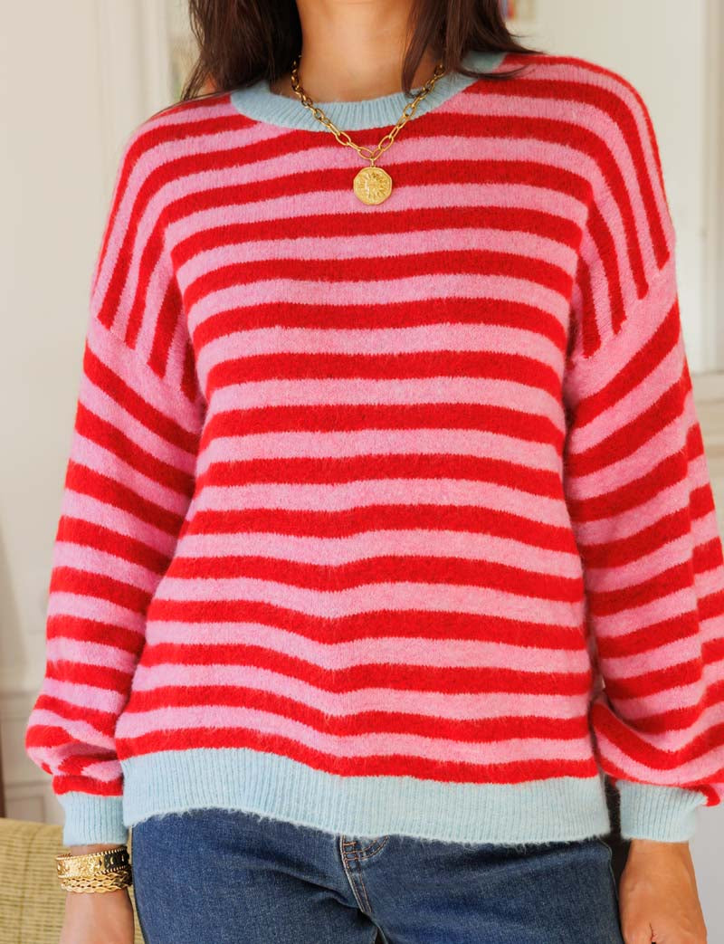 Sudadera Mendi rosa, rojo y celeste