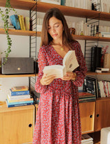Robe bordeaux & fleurs Maeva
