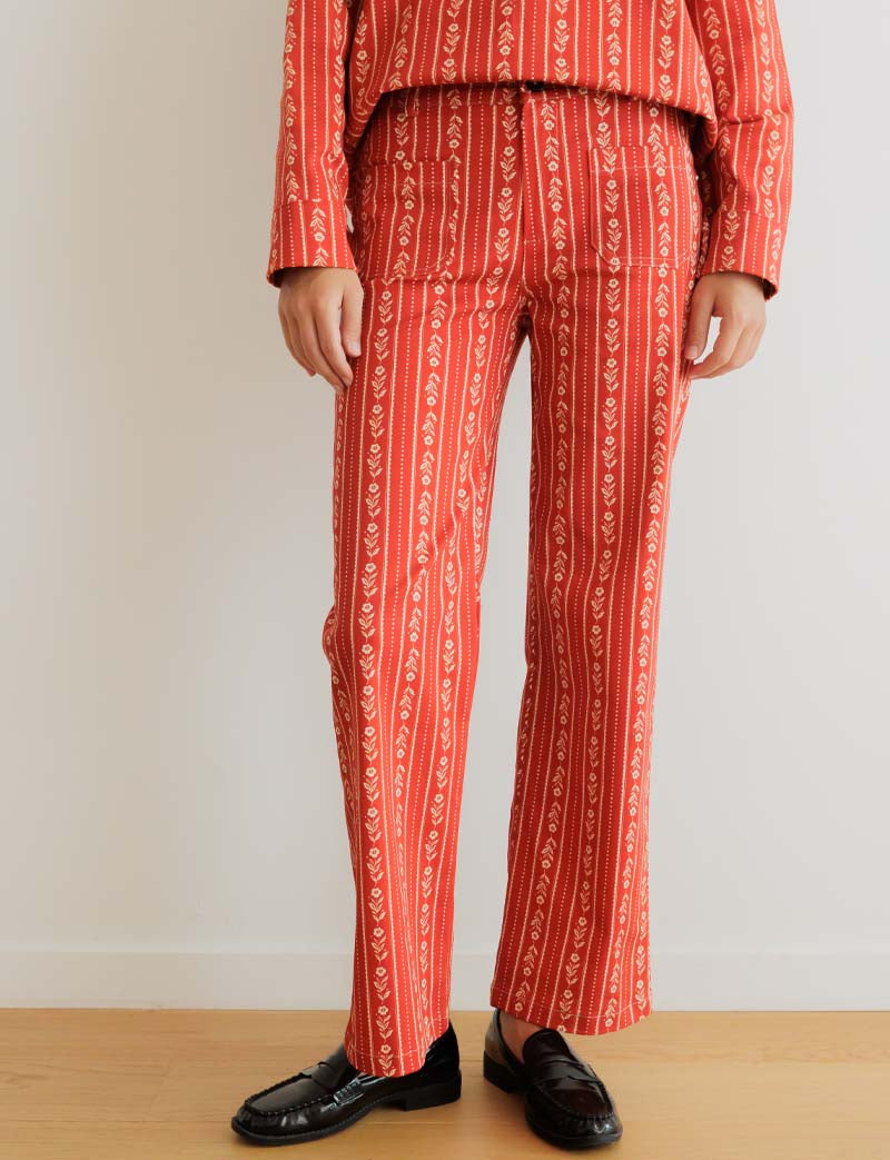 Aldo red floral jeans