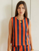 Navy and Orange Striped Top Ansa
