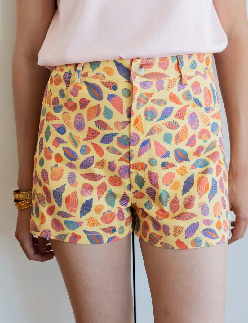 Short jaune & coquillages Kevy