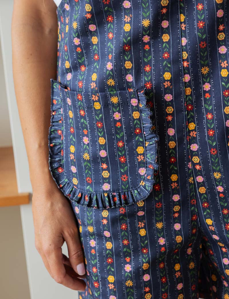 Navy and Floral Faya Overalls