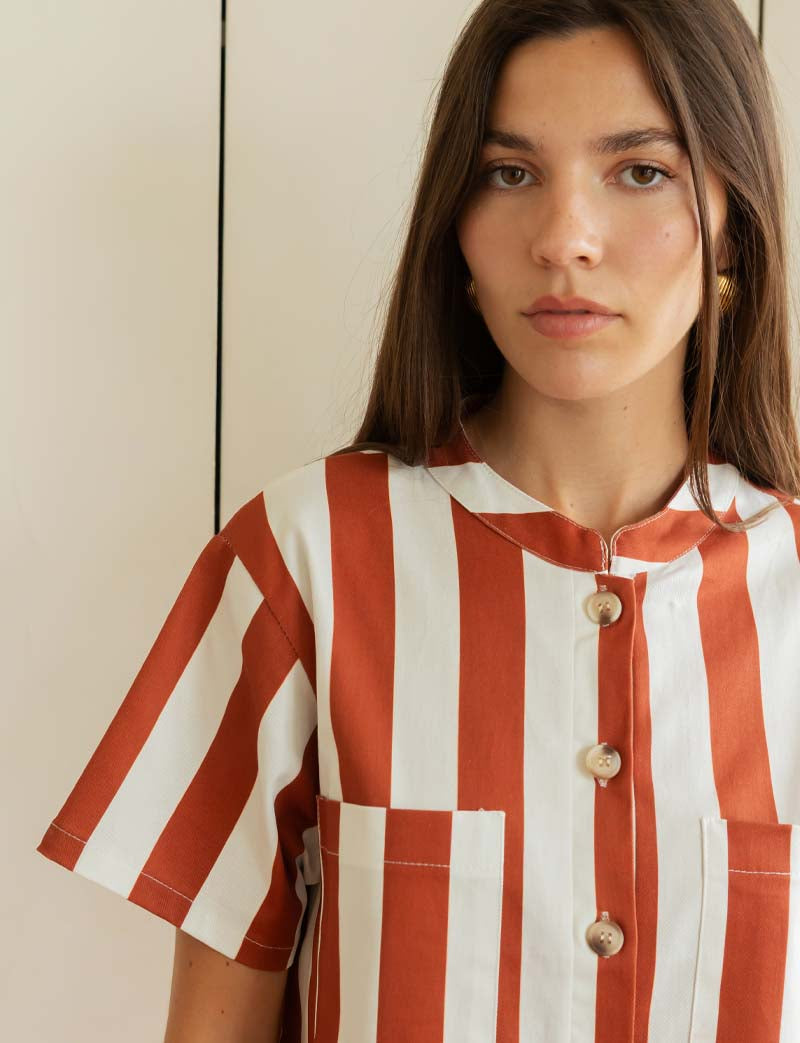 Terracotta striped dress Lena