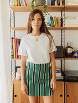 Roda green & navy striped skirt
