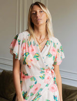 Robe écrue fleurie Hasina