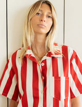 Red striped romper Rowen