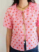 Blusa rosa con lunares rojos Sofi