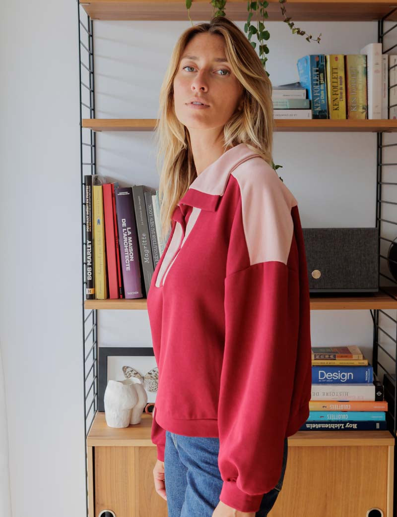 Burgundy & pink Jones sweatshirt