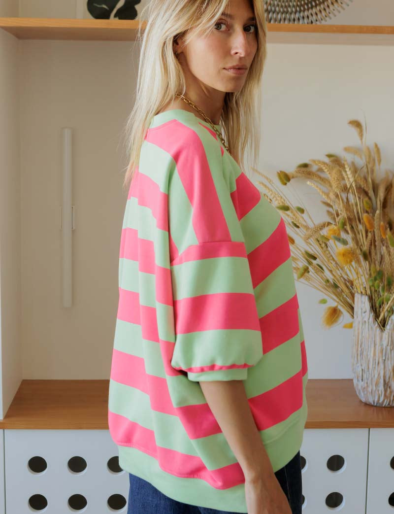Sweat vert & fuchsia Sunso