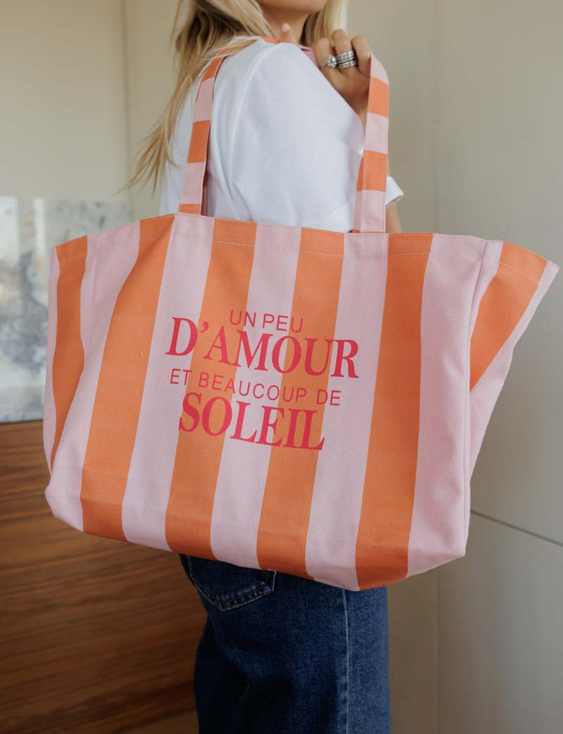 Cabas orange Amour & Soleil