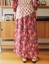 Falda burdeos con flores Marisol