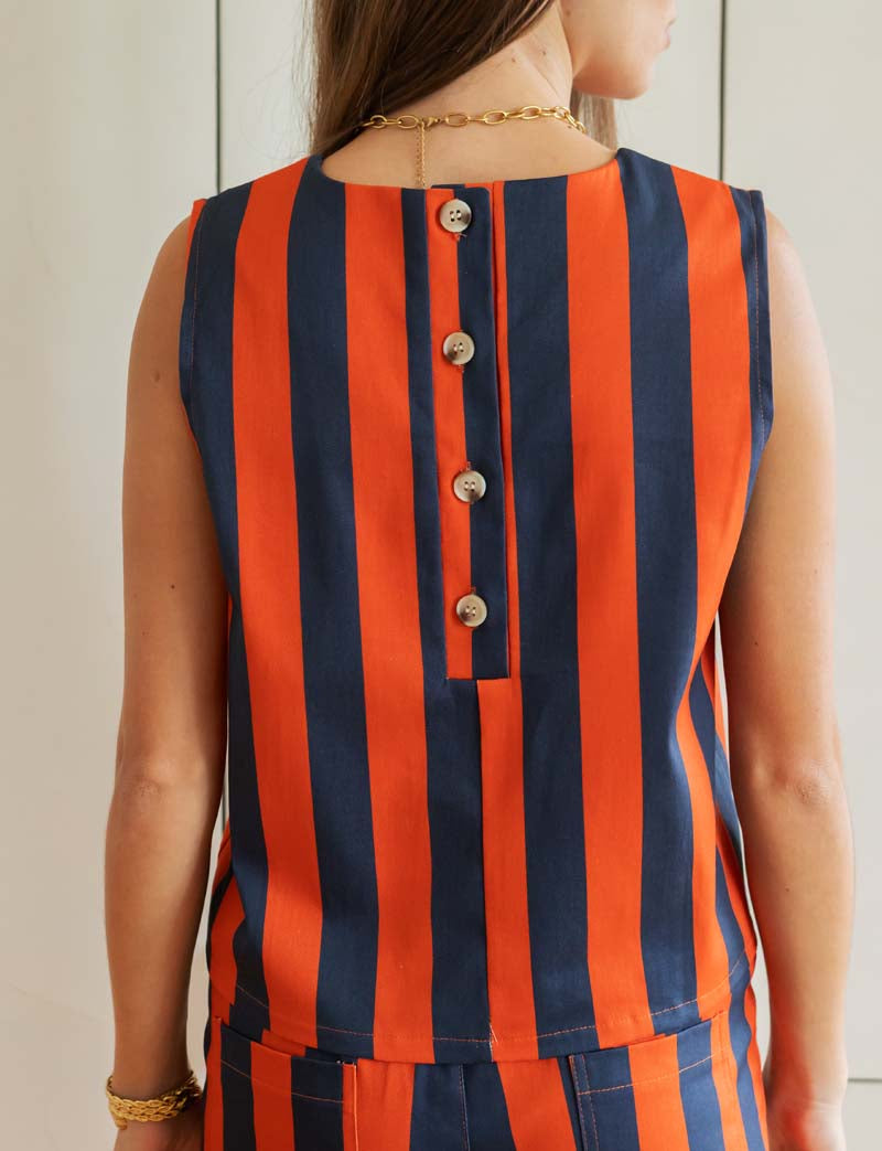 Navy and Orange Striped Top Ansa