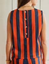 Navy and Orange Striped Top Ansa