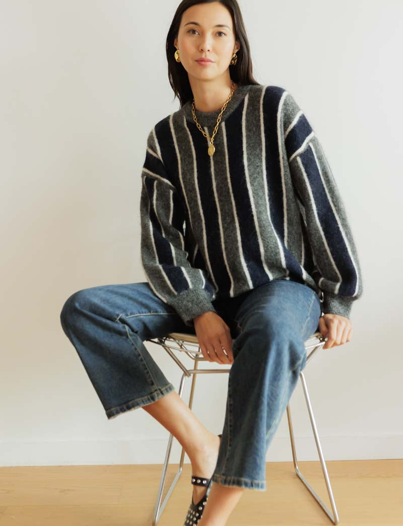 Pull marine & gris Marceau