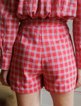 Jupe short à carreaux & strass Alter