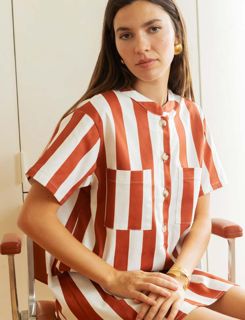 Terracotta striped dress Lena