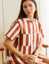 Terracotta striped dress Lena