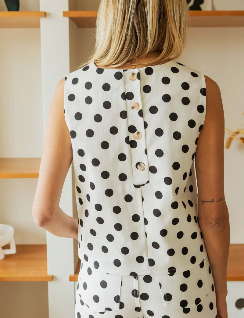 White top with black polka dots Lezy