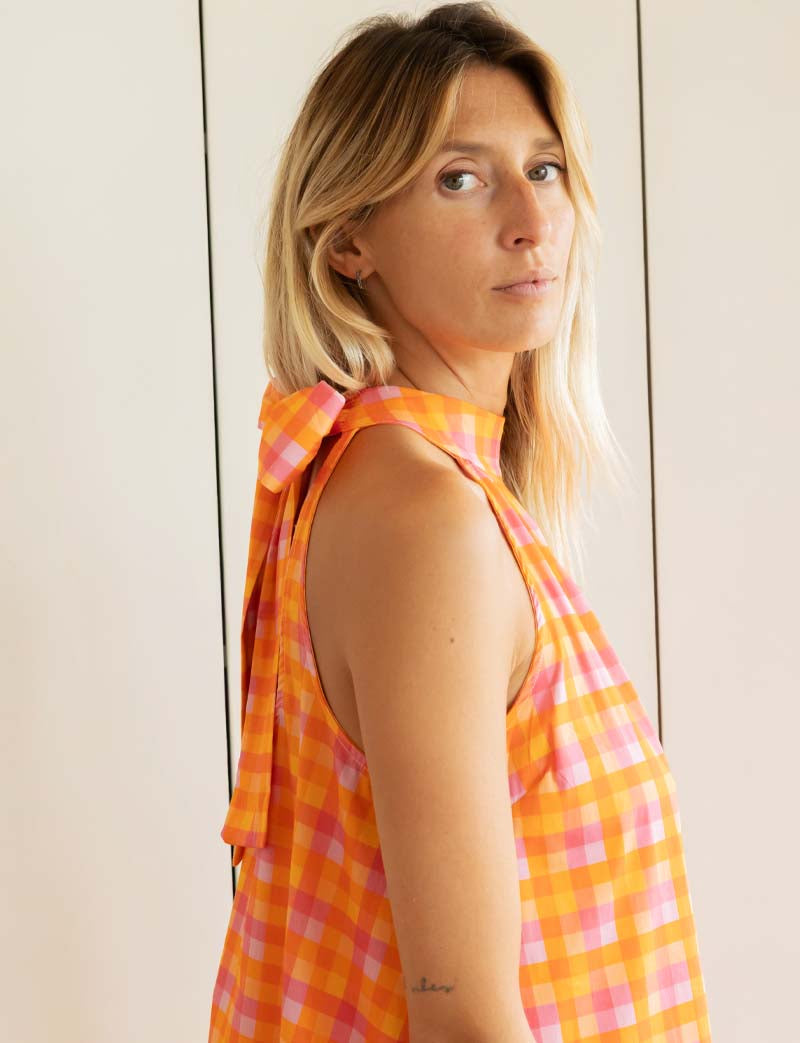 Pink & Orange Vichy Dress Rosia
