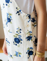 Ecru overalls with blue flowers Alix