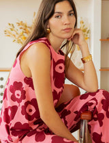 Top rose & fleurs bordeaux Tivo