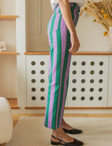 Purple and Green Striped Jeans Roby
