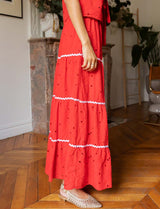 Jupe en broderie rouge Batia