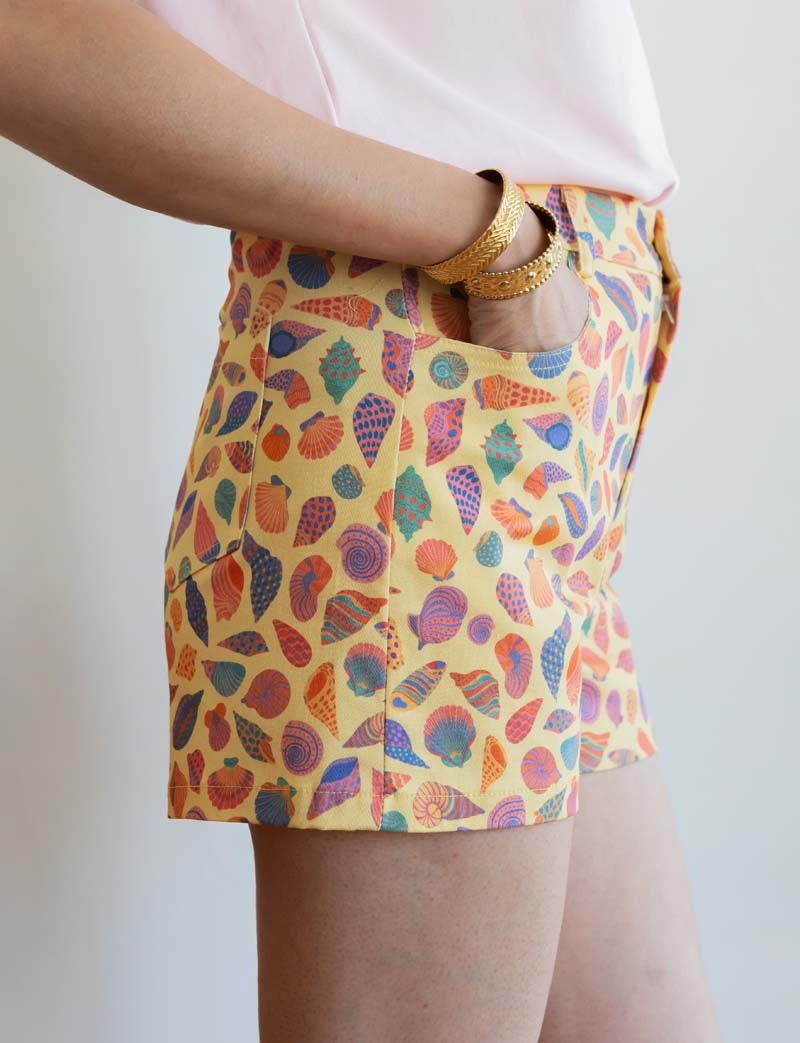 Short jaune & coquillages Kevy