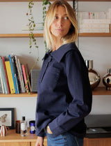 Navy Martin smock blouse