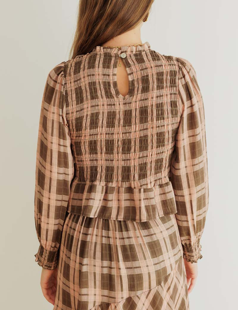 Palomy Pink & Olive Checkered Blouse
