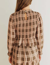 Blouse à carreaux rose & olive Palomy