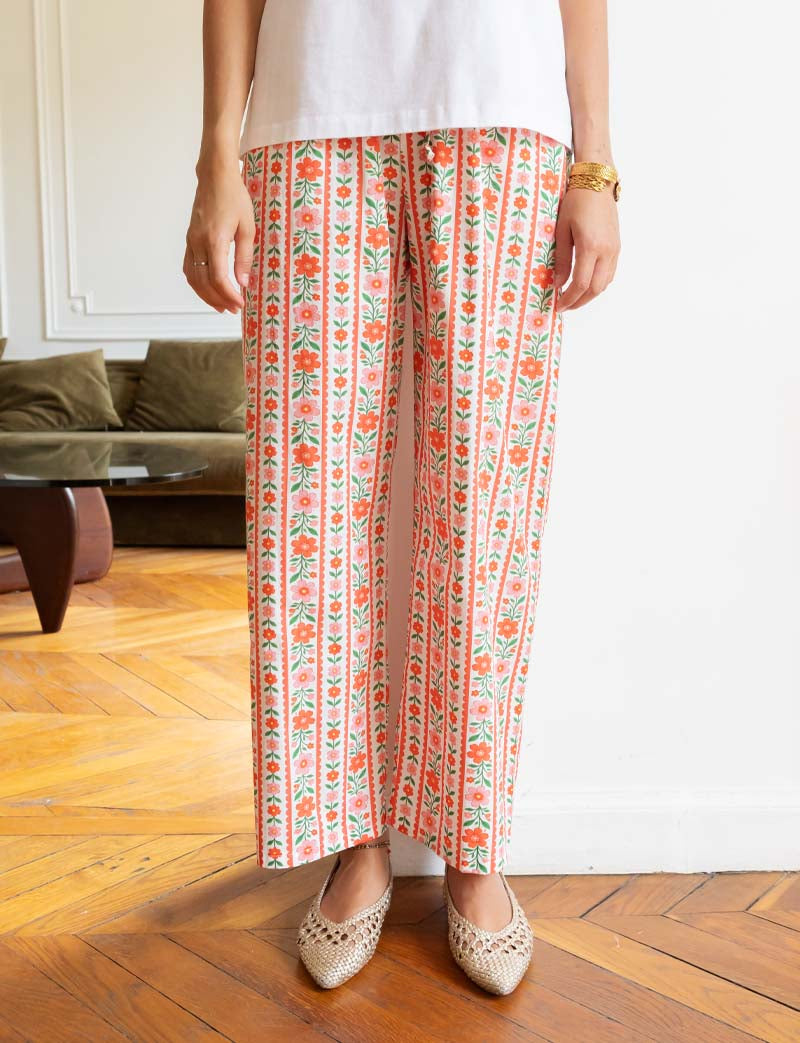 Pantalon rayé fleuri Niko