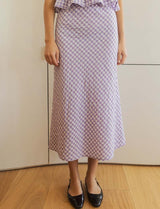 Jupe vichy lilas Marilou