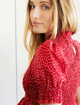 White Polka Dot Red Top Paloma