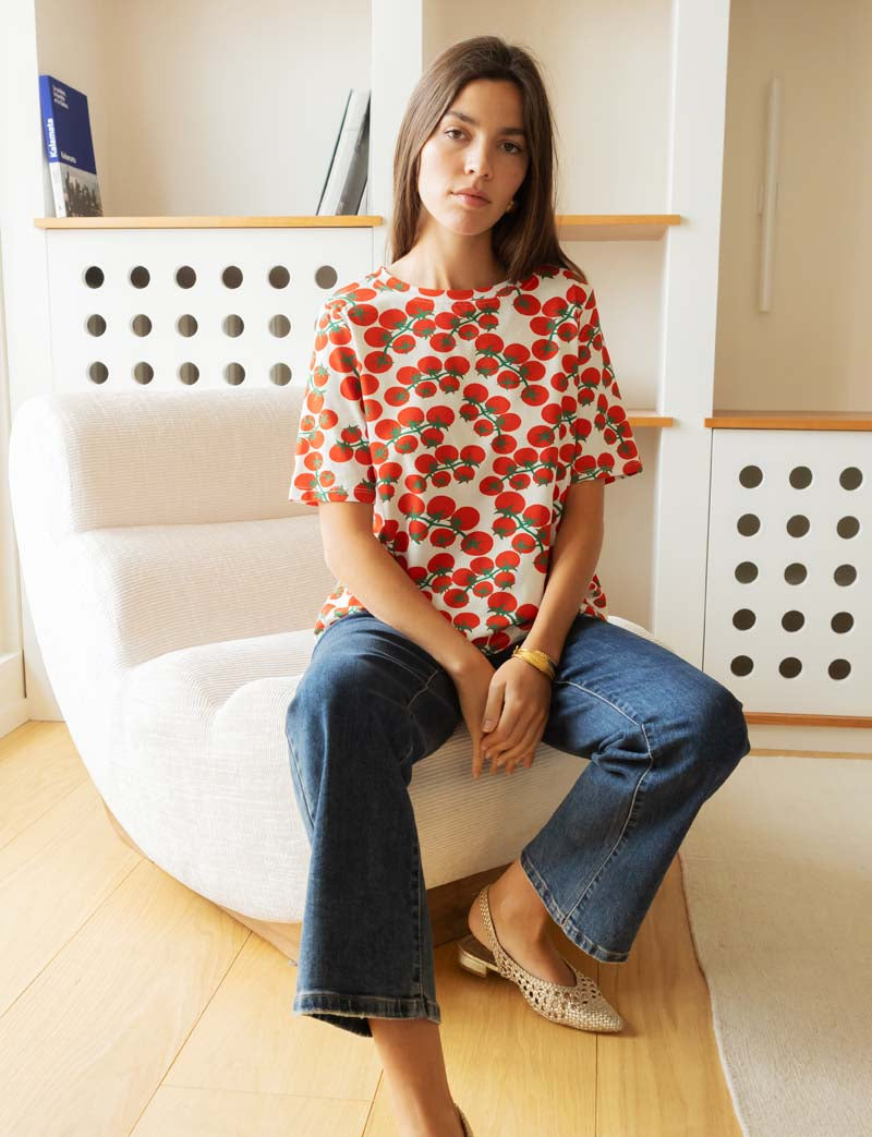 T-shirt blanc & tomates Rafael