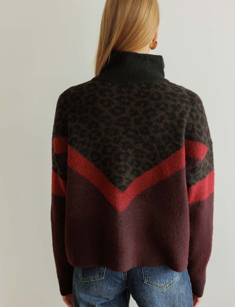 Gilet léopard & bordeaux Wade