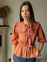 Blouse blush & camel Dafné