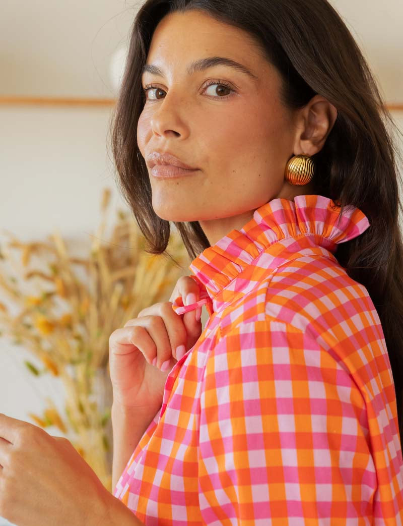 Pink & Orange Vichy Dress Yaiza