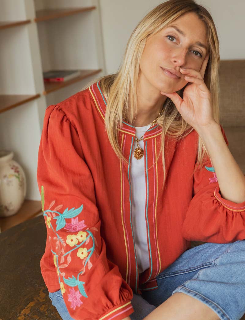 Veste terracotta brodée Nash