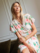 Robe écrue fleurie Hasina
