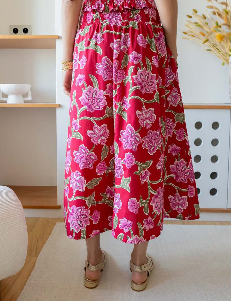 Red Floral Skirt Bluma