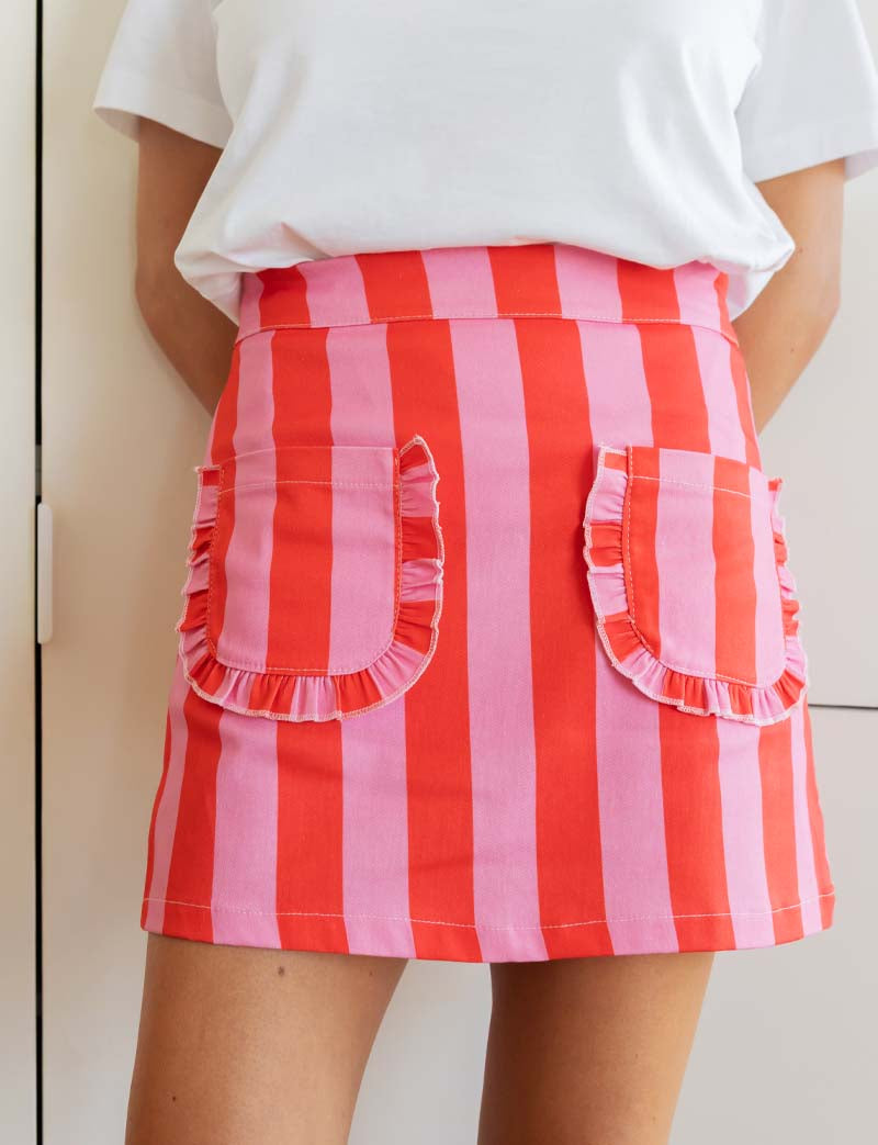Pink and Red Striped Skirt Rania