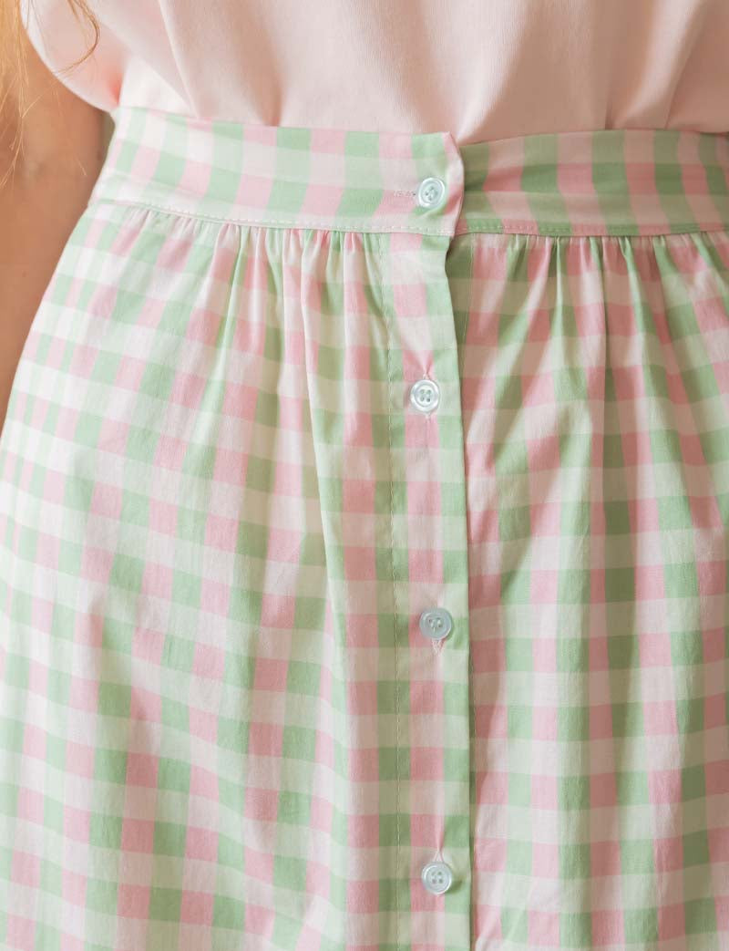 Pink & Green Vichy Skirt Engela
