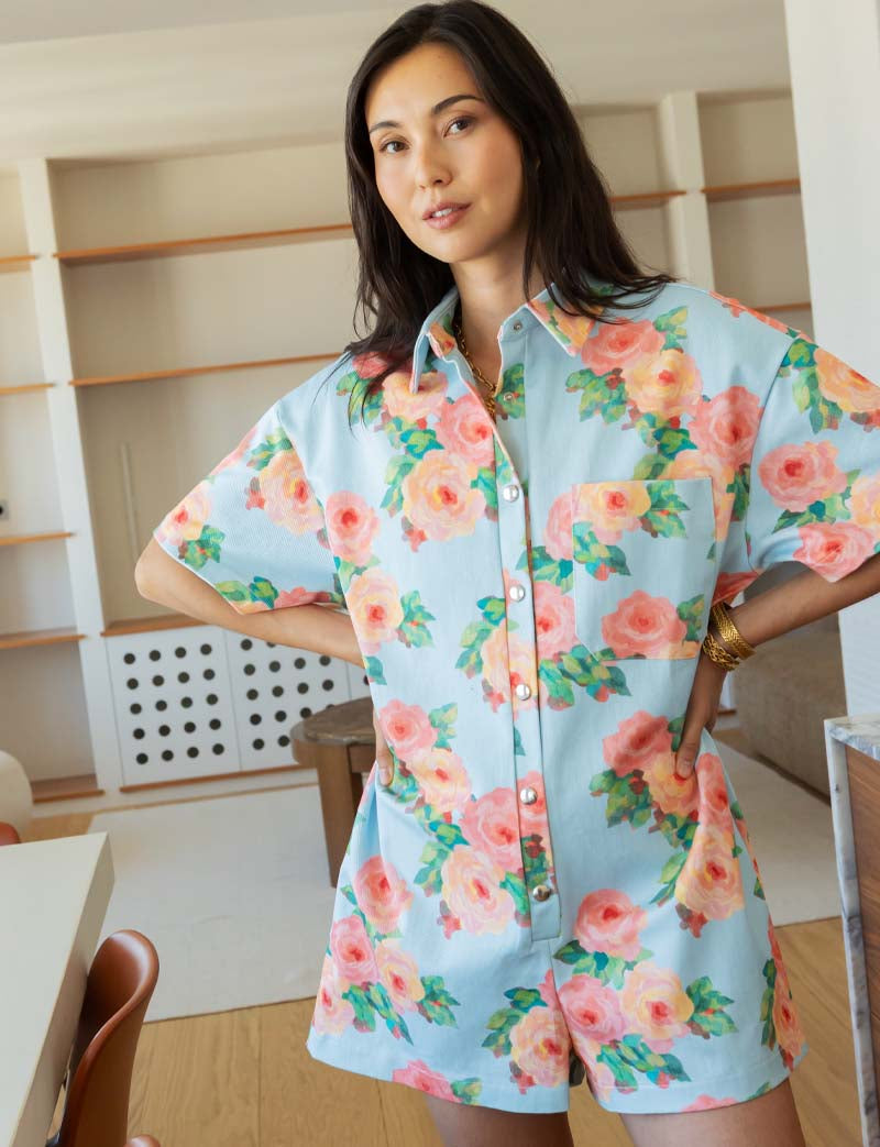 Floral sky blue romper Laga