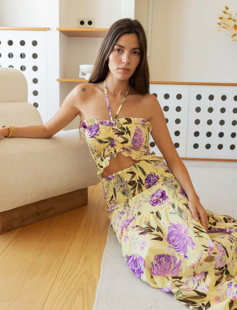 Robe jaune fleurie Mafalda