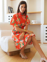 Joana floral red dress