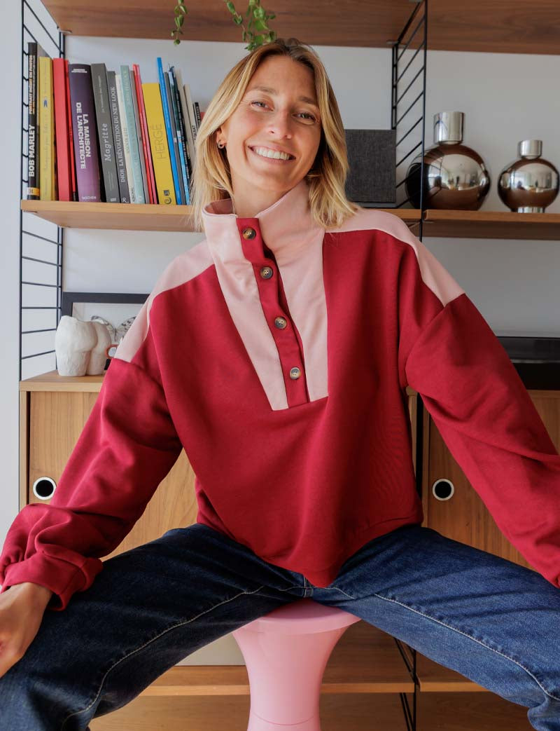 Burgundy & pink Jones sweatshirt