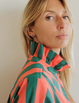Chemise corail & verte Gustava