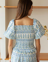 Top bleu fleuri Gael