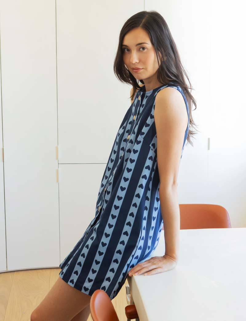 Robe bleue & coeurs Osma